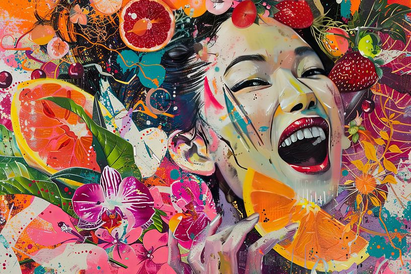 painting japanese portrait with fruit by Egon Zitter