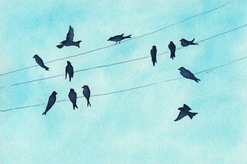 Gathering of swallows by Karen Kaspar