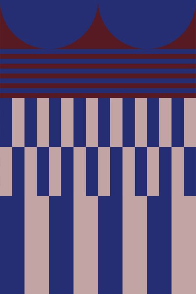 Felle kleuren en strepen collectie. Marineblauw en bruin nr. 10 van Dina Dankers
