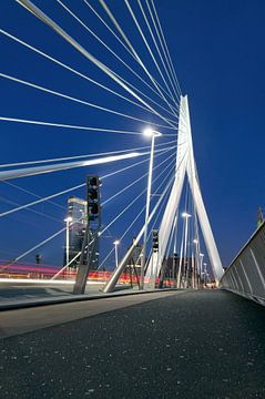 Le pont Erasmus à Rotterdam la nuit sur André Scherpenberg