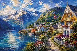 Balestrand in Norway, an impressionist painting. by Gallery Hoppenbrouwers