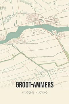 Vintage landkaart van Groot-Ammers (Zuid-Holland) van MijnStadsPoster