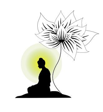 Buddha onder een lotus bloem