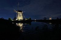 Beleuchtete Windmühle in Kinderdijk