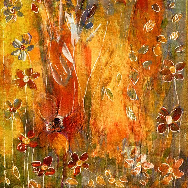 erwachte Blumen in Orange und Terrakotta von Claudia Gründler