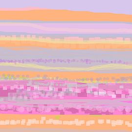 Geometric landscape with rectangles and circles 1 by Claudia Gründler