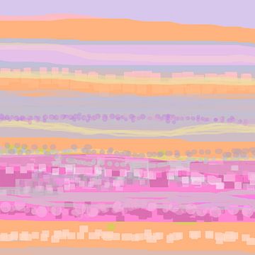 Geometrisch landschap met rechthoeken en cirkels 1 van Claudia Gründler
