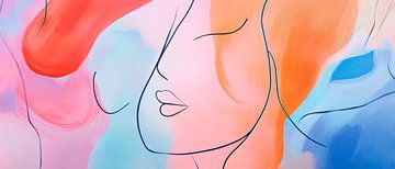 Couleurs abstraites et contours du visage sur Poster Art Shop