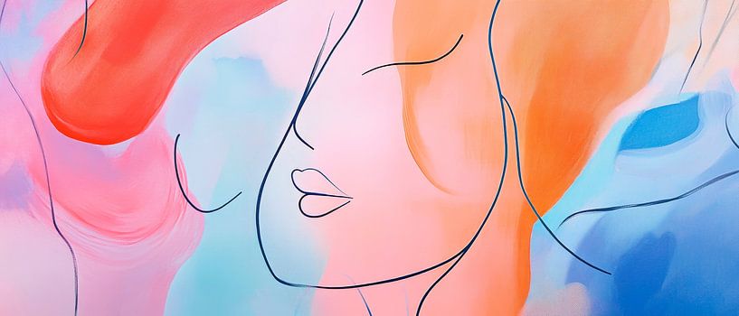 Couleurs abstraites et contours du visage par Poster Art Shop
