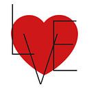 Canvas met rood hart en zwarte letters die love vormen van Mike Maes thumbnail