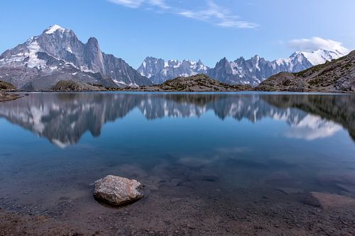 Spiegelungen im Mont-Blanc-Massiv am Lac Blanc