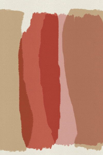 Abstract brush strokes in red, pink taupe on white. by Abstract Minimalist Art