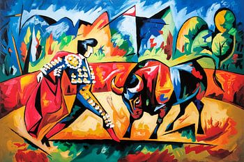 Peinture abstraite colorée de corrida