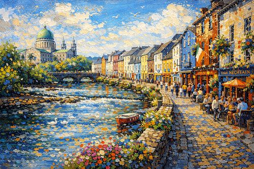 Galway in Ierland, een impressionistisch schilderij.