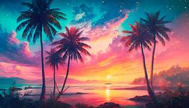 Strand met palmbomen