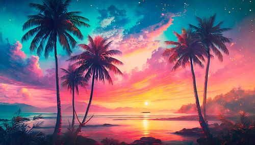 Strand met palmbomen