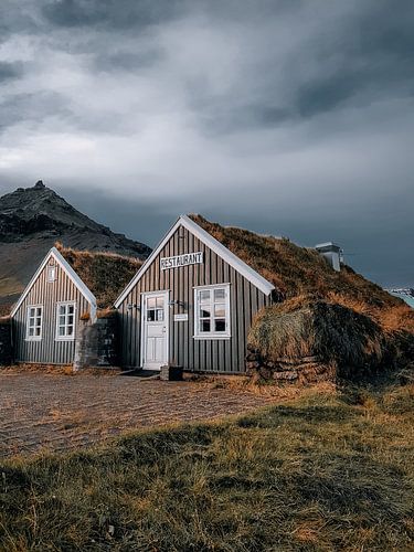 Grashuisjes in het westen van Ijsland