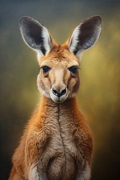 Ruhiges Känguru | Känguru-Porträt von ARTEO Gemälde