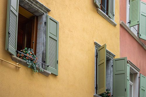 Windows with shutters in an italian town