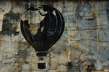 Minimalistische heteluchtballon aan de muur van Art & Soul Creations