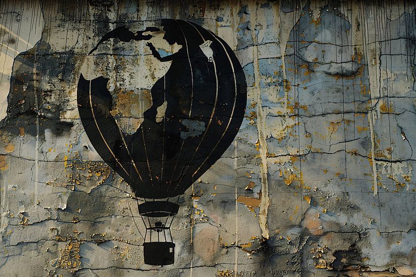 Minimalistischer Heißluftballon an der Wand von Art & Soul Creations