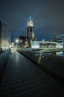 Historic Laurenskerk, Rotterdam illuminated