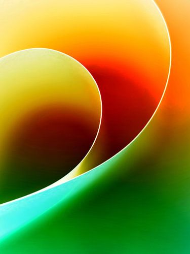 Abstract organic shapes in green blue and orange shades