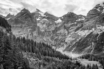Lake Öschinen, Switzerland, in black and white
