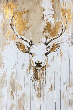 Minimalistisch hert met gouden accenten van Imperial Art House
