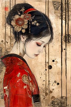 Geisha en profil portret van Peet de Rouw