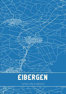 Blauwdruk | Landkaart | Eibergen (Gelderland) van MijnStadsPoster