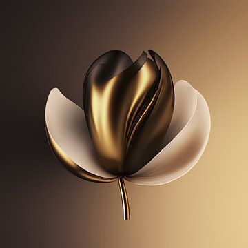 Strakke, moderne tulp in koffiekleuren. Een serie van 5 van Anne Loos
