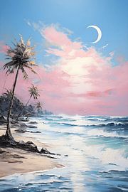 Plage et demi-lune sur NJ Midnight Studio