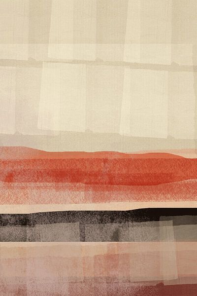 Japandi. Minimalistische abstrakte Landschaft in warmen Farben von Abstrakte minimalistische Kunst