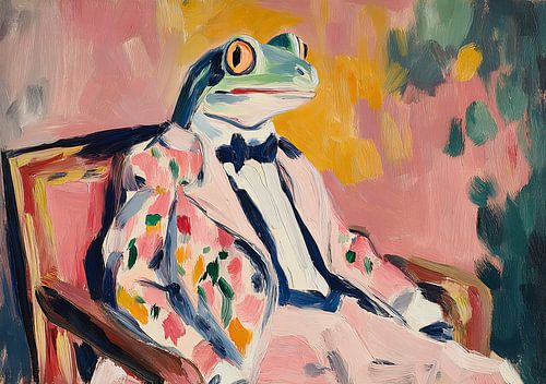 Kikker in pak in Matisse-stijl