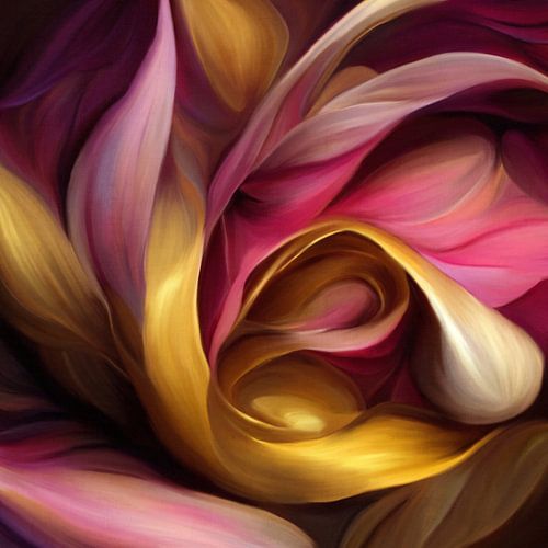 "Dansen met kleur", abstract botanisch schilderij