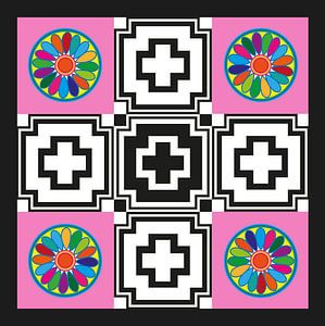 Anunnaki Cross UFO Pink Black & White Multicolor