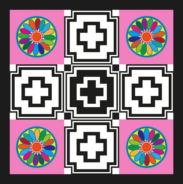 Anunnaki Cross UFO Pink Black &amp; White Multicolor van Esther van de Beek