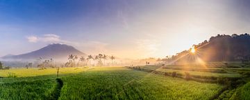 Le volcan Agung de Bali en panorama sur Danny Bastiaanse