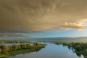 IJssel river landscape view from above during autumn