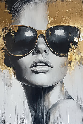 Modern abstract fashion portrait of a woman in sunglasses
