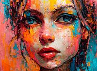 Painted women's portrait 