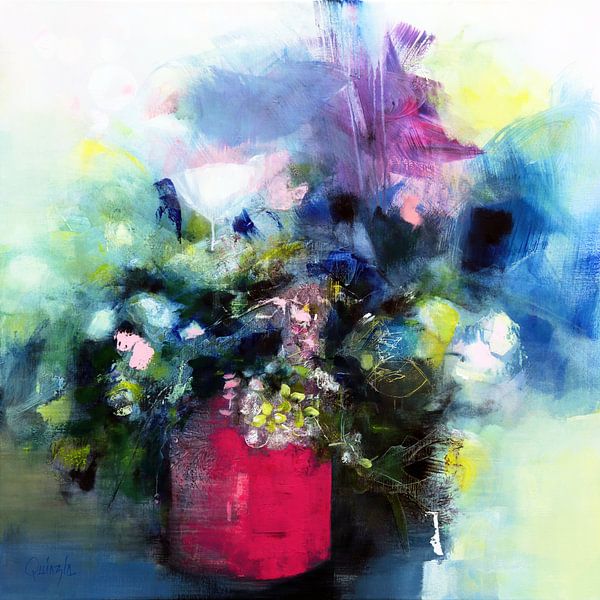 Flowers in a pink pot par Marianne Quinzin
