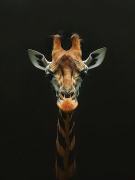 Stille Hoheit - Giraffe Porträt gegen die Dunkelheit - Giraffe von Eva Lee
