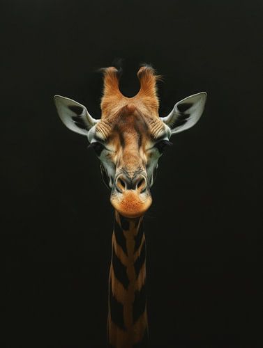 Silent Highness - Giraffe portrait against Darkness - Giraffe