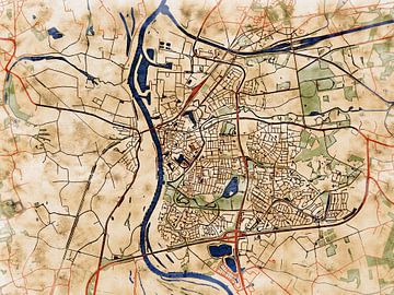 Kaart van Zutphen in de stijl 'Serene Summer' van Maporia