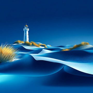 Phare sur les dunes ondulantes la nuit