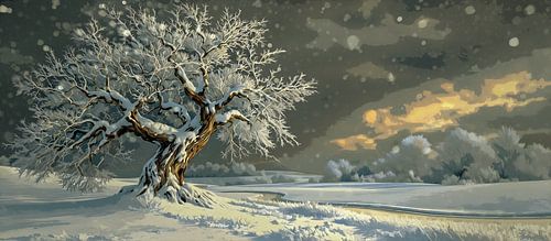 Tree with snow in Winter
