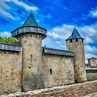 Middeleeuwse kasteelmuur in Carcassonne