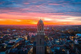 Fiery sunrise Zwolle city centre by Thomas Bartelds